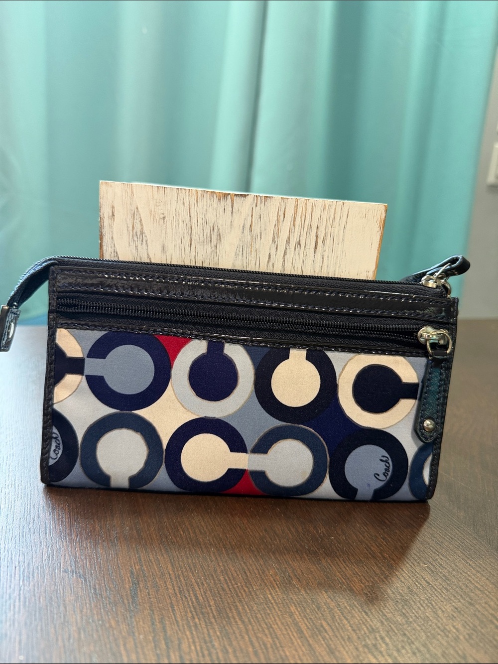 Coach Madison Maggie, Navy Red & White Signature Hobo with Matching wristlet - Picture 10 of 11